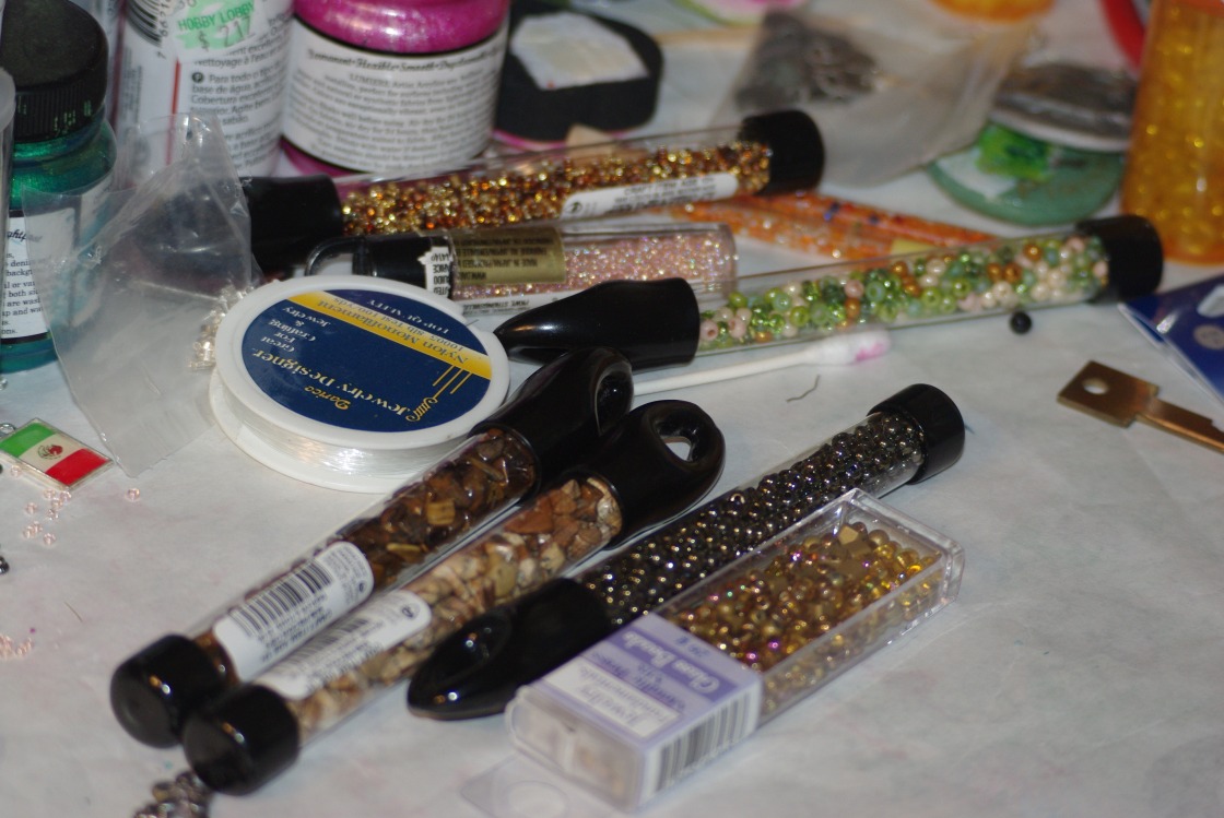 Getting ready to bead using harvest colors and natural stones.